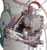 A shitty clip-art skeleton says, 'Get your pencils. Shh. It's a test!'
